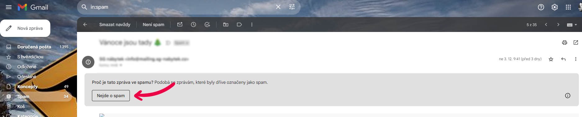 gmail nejde o spam JPG